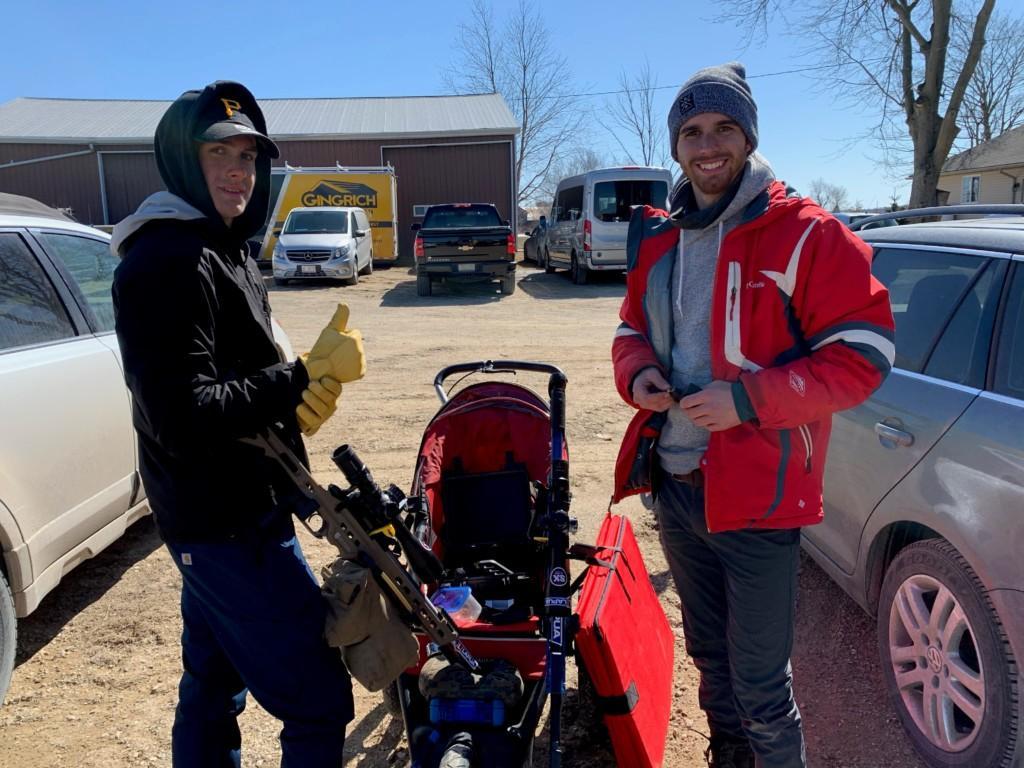 Sam and Brett Sharpe at a match in March 2021